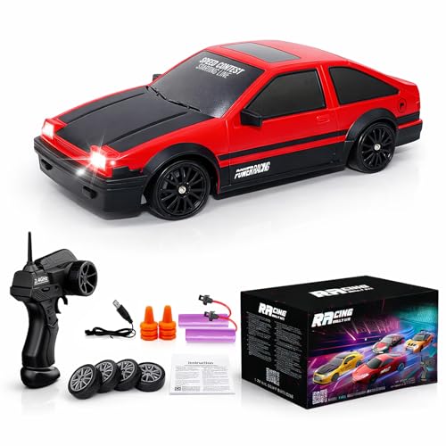 Desdoni RC drift car front view with LED lights for night action