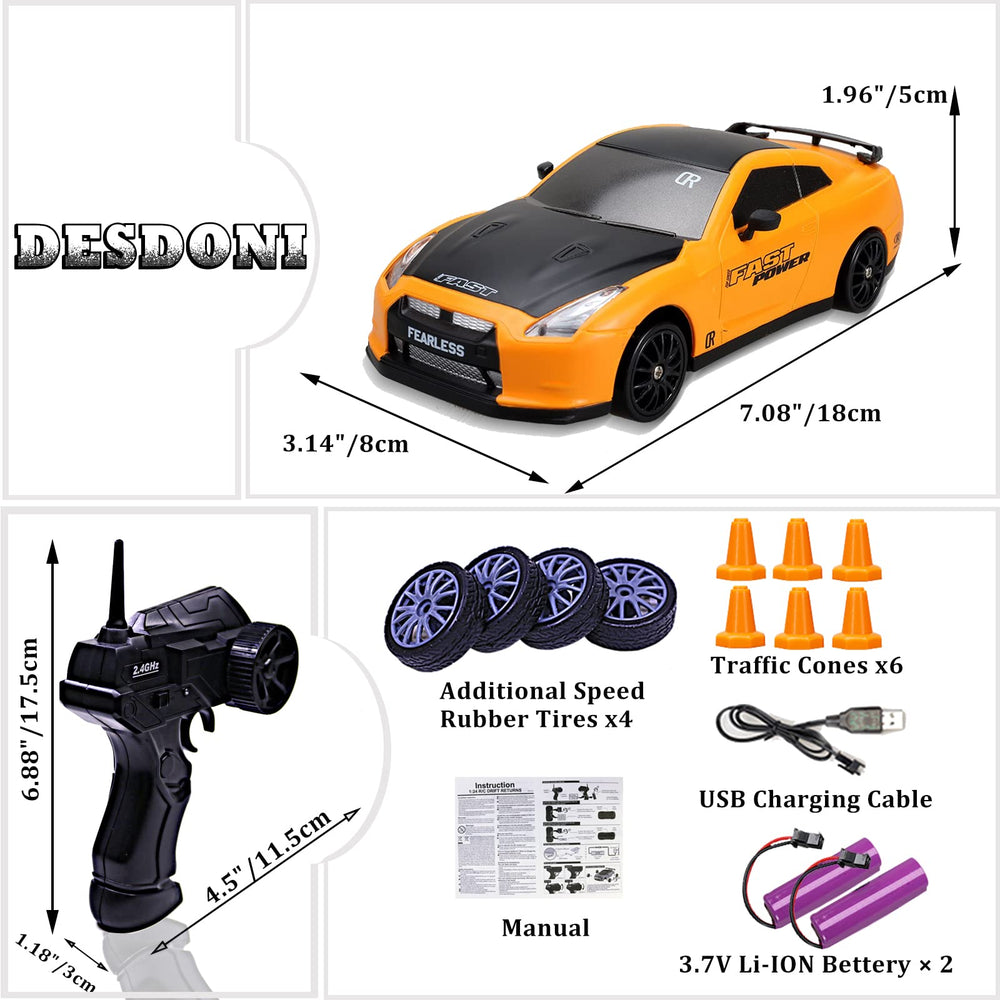 Desdoni RC drift car LED headlights for night driving