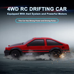 Desdoni RC drift car side view highlighting 4WD chassis performance