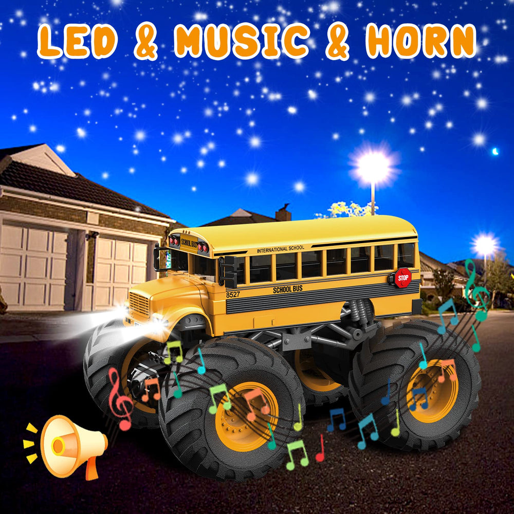 Desdoni RC school bus side view shows durable ABS body for outdoor use
