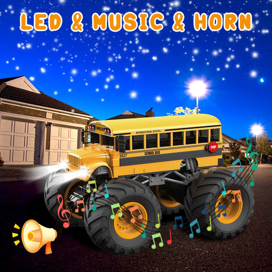 Desdoni RC school bus side view shows durable ABS body for outdoor use