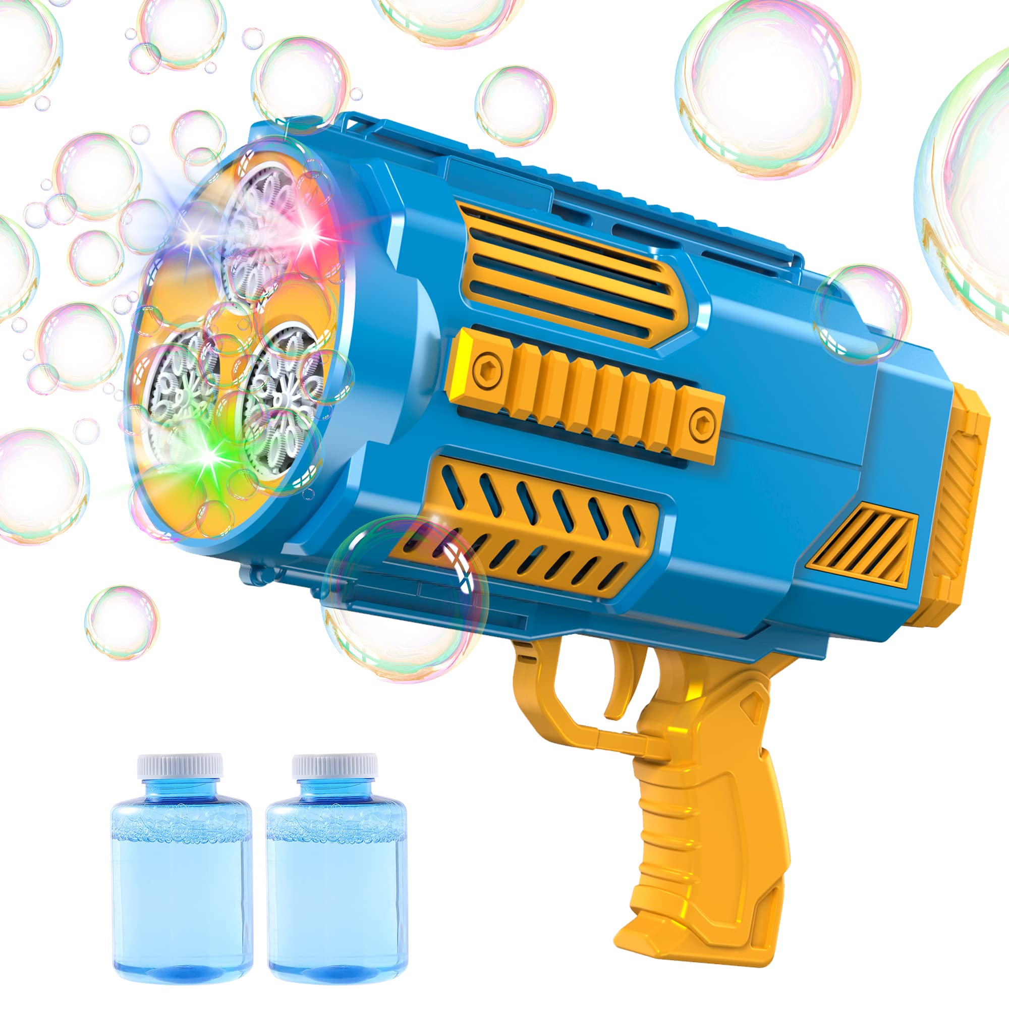 Deserthome upgraded bubble machine gun blue with LED glow for outdoor parties.