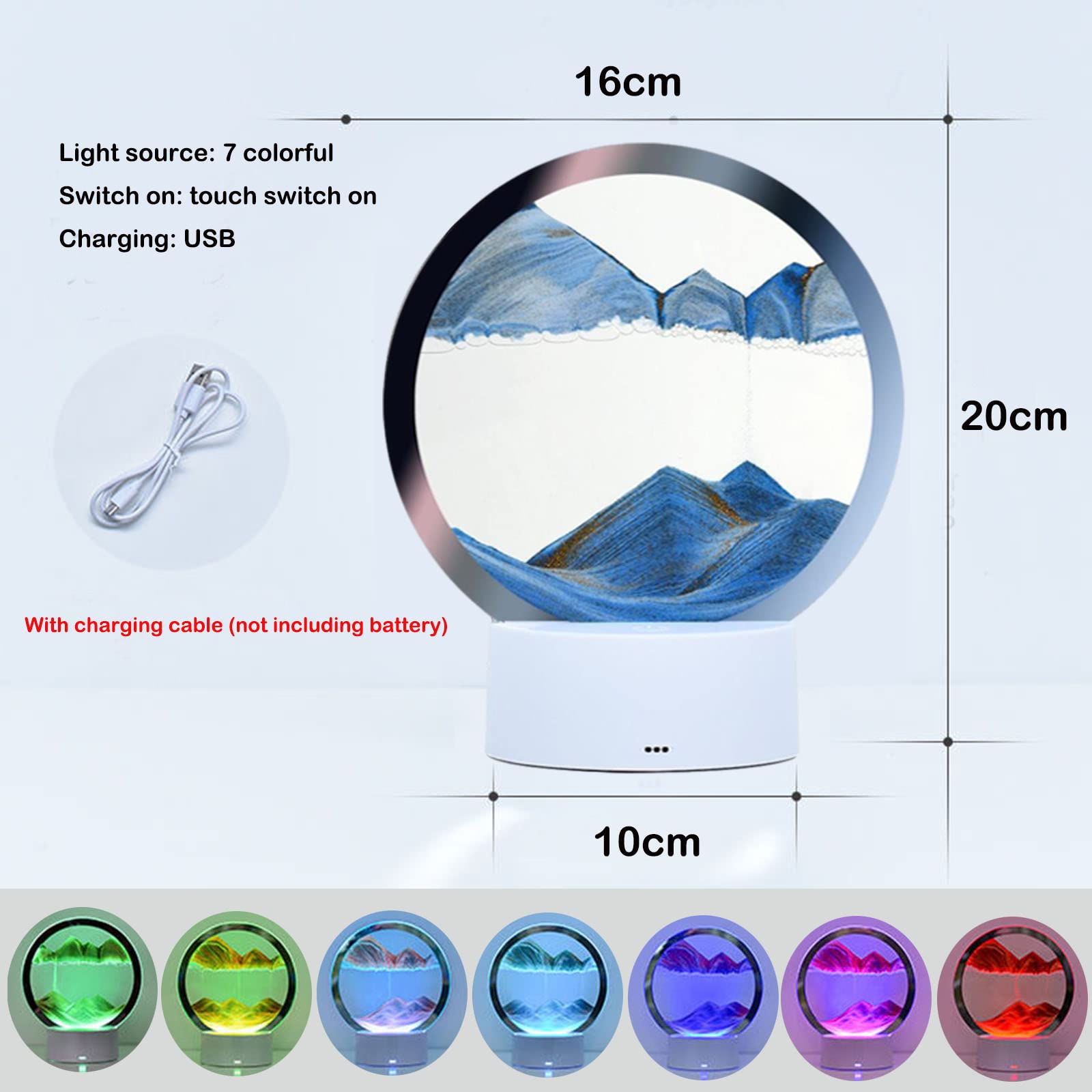 Desniltol luminous base highlighting glass sand art with soft glow