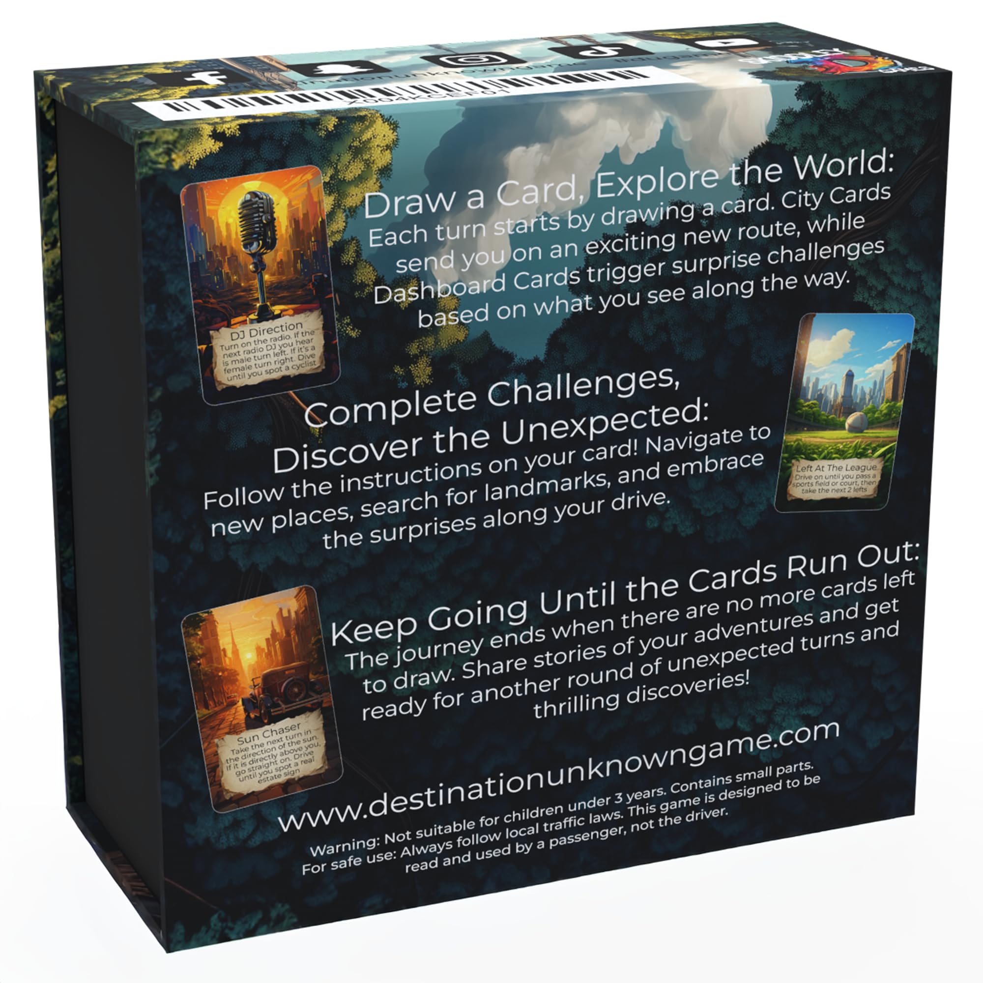 Destination Unknown family-friendly prompts turn drives into shared stories.