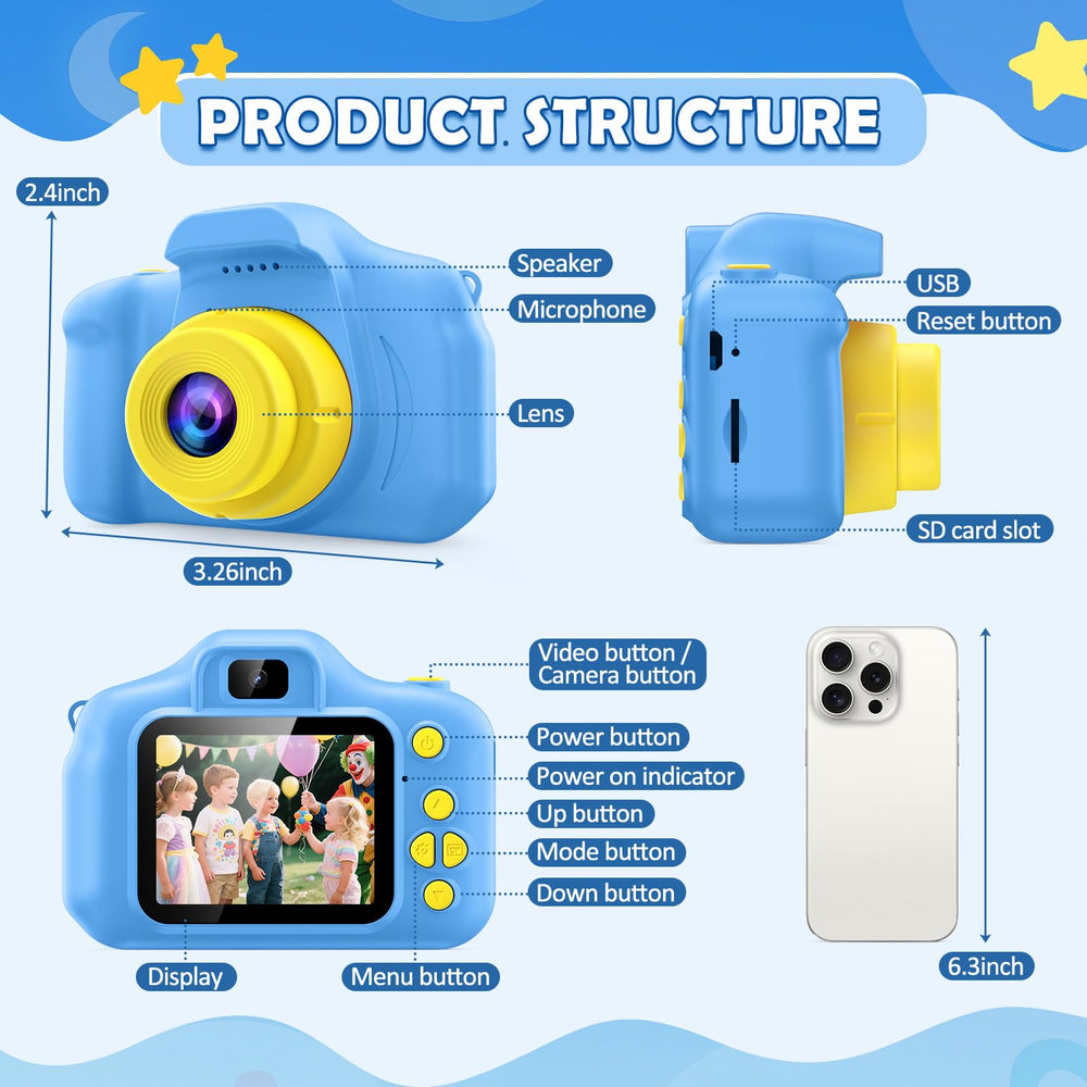 Desuccus Kids Camera blue back view showing compact, kid-friendly design