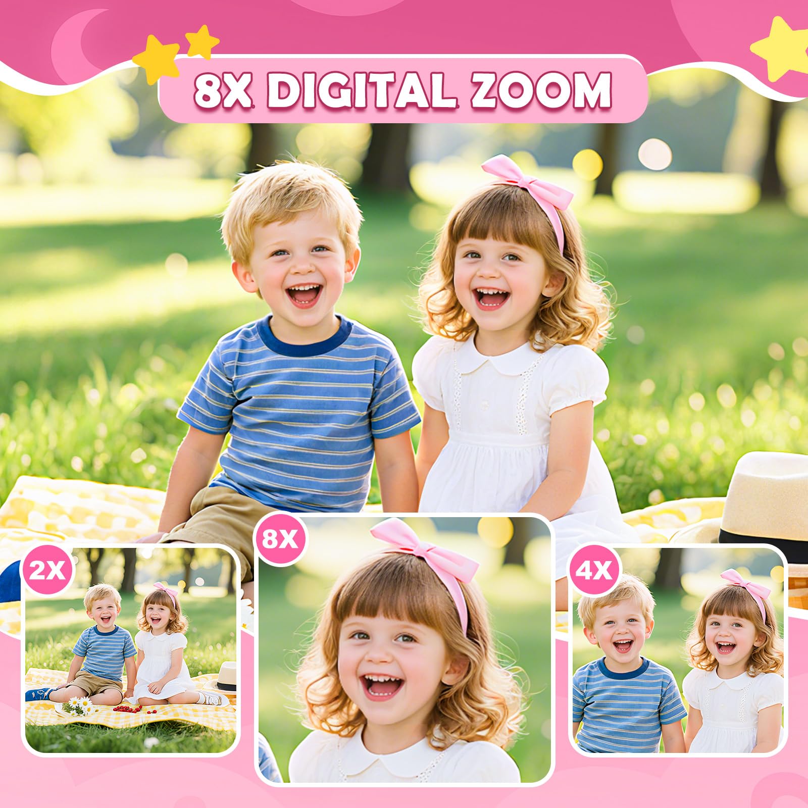 Desuccus pink camera 1080P video playback for clear memories
