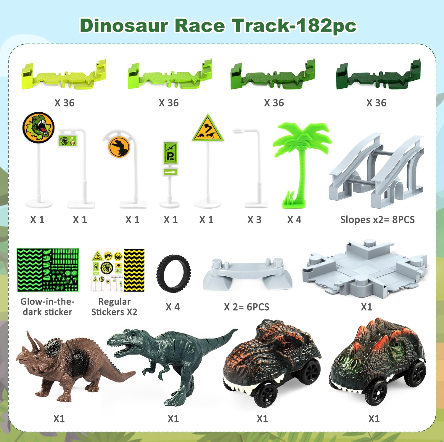Desuccus kids playing with dinosaur track for active, screen free fun.