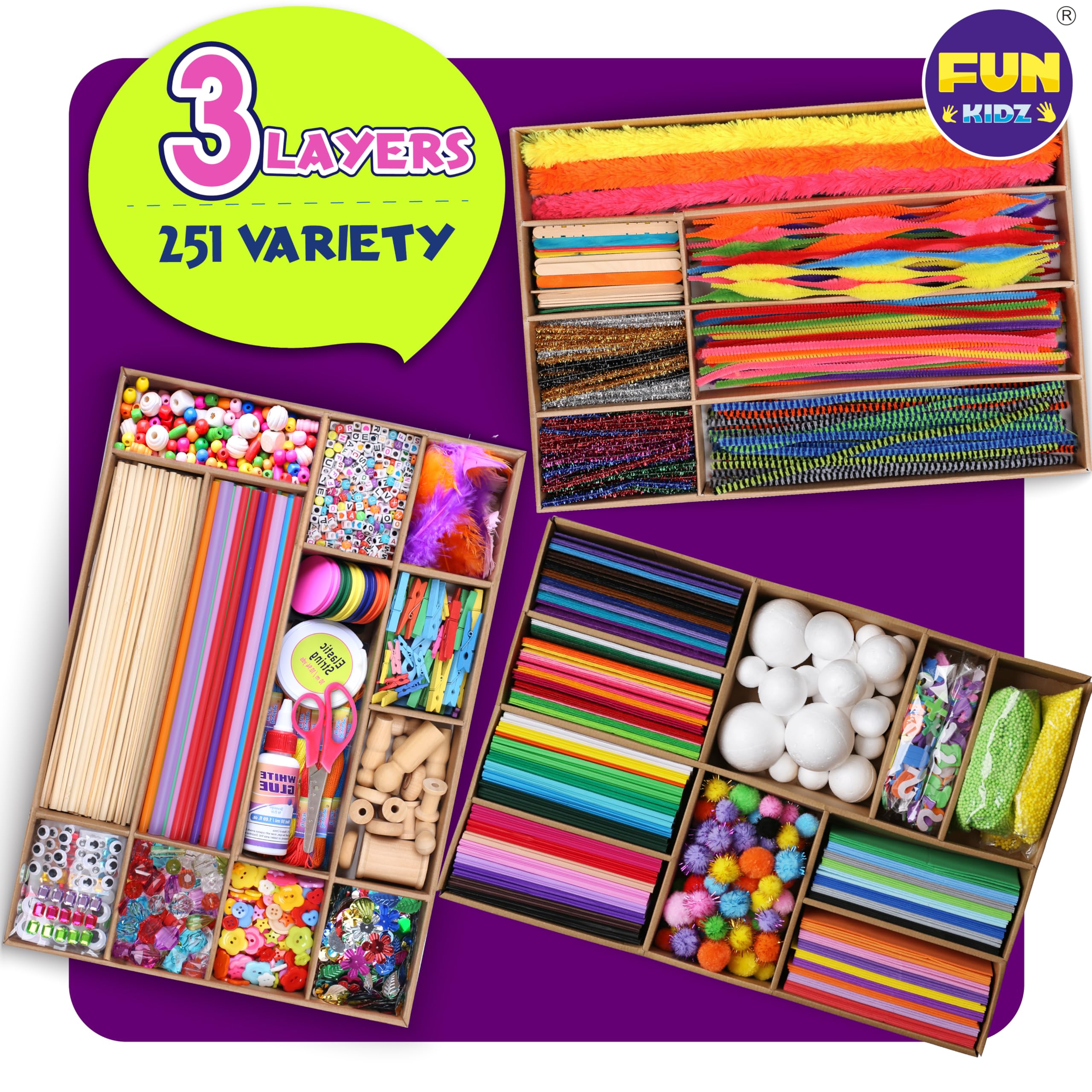 DEVELOPE BY PLAY craft materials contents reveal variety for projects.