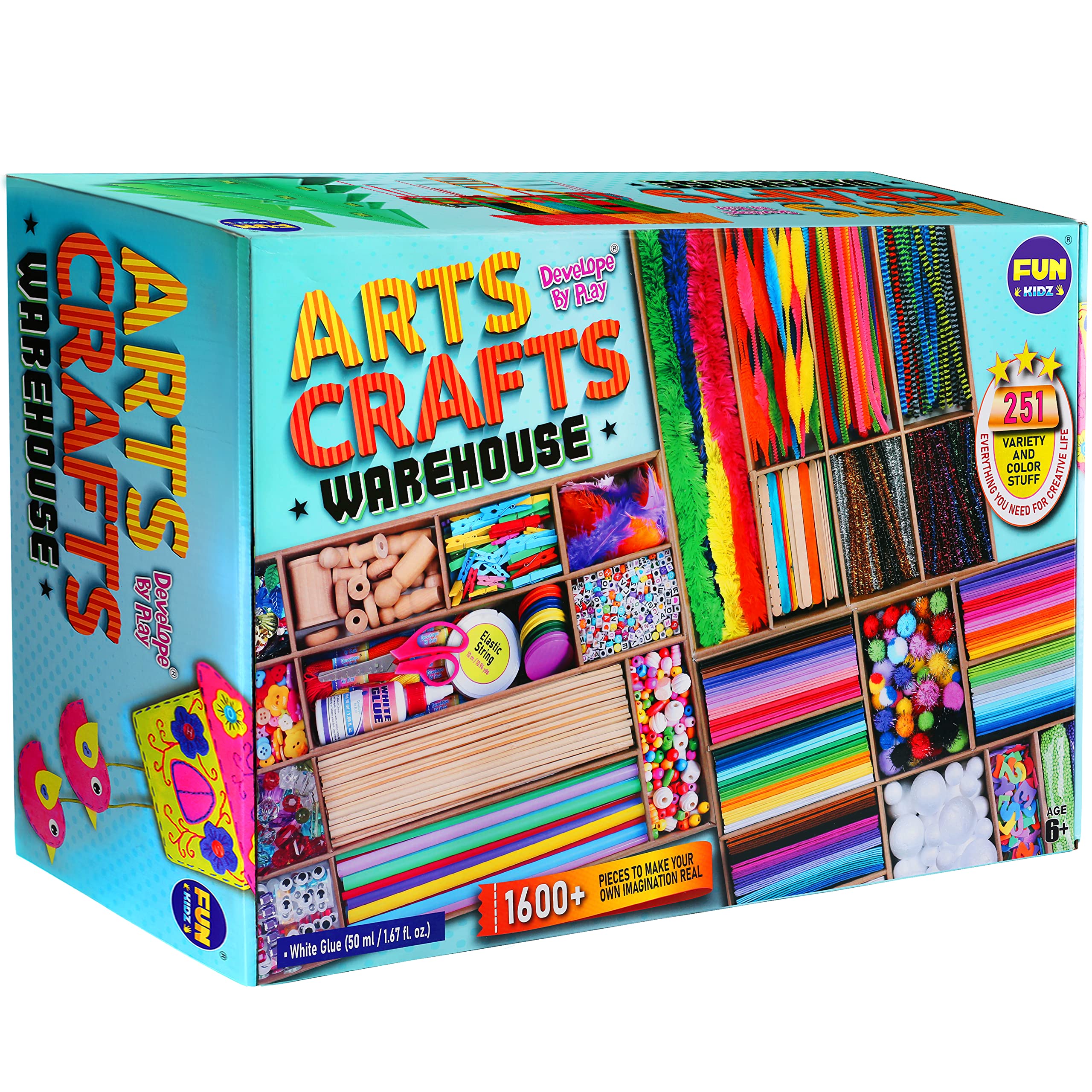DEVELOPE BY PLAY warehouse box open for easy storage of kids' crafts.