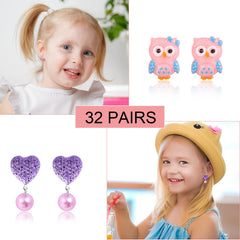 DEVIENG clip-on rainbow earrings for kids, colorful and versatile