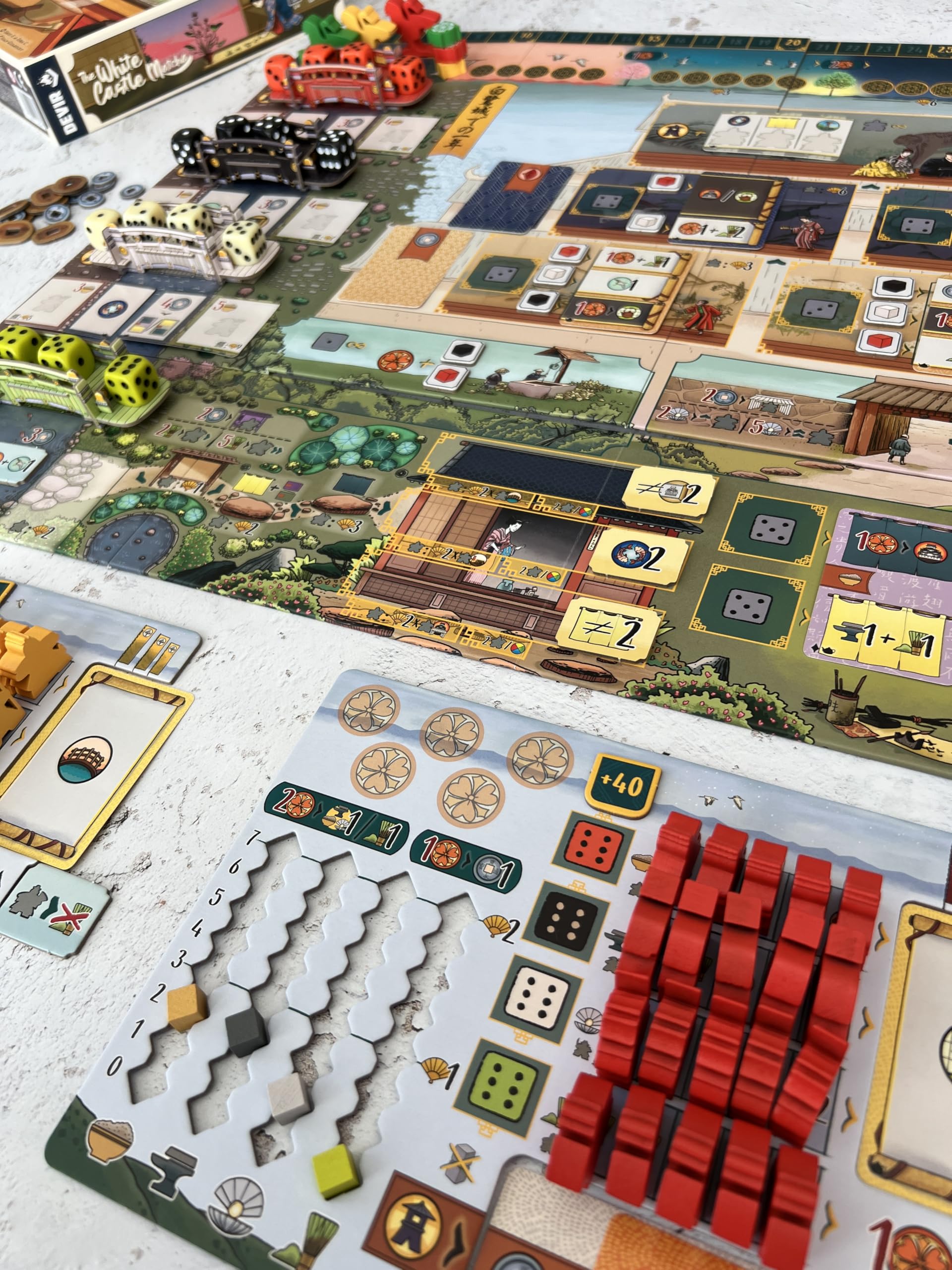 Devir The White Castle Matcha expansion new board setup variety.