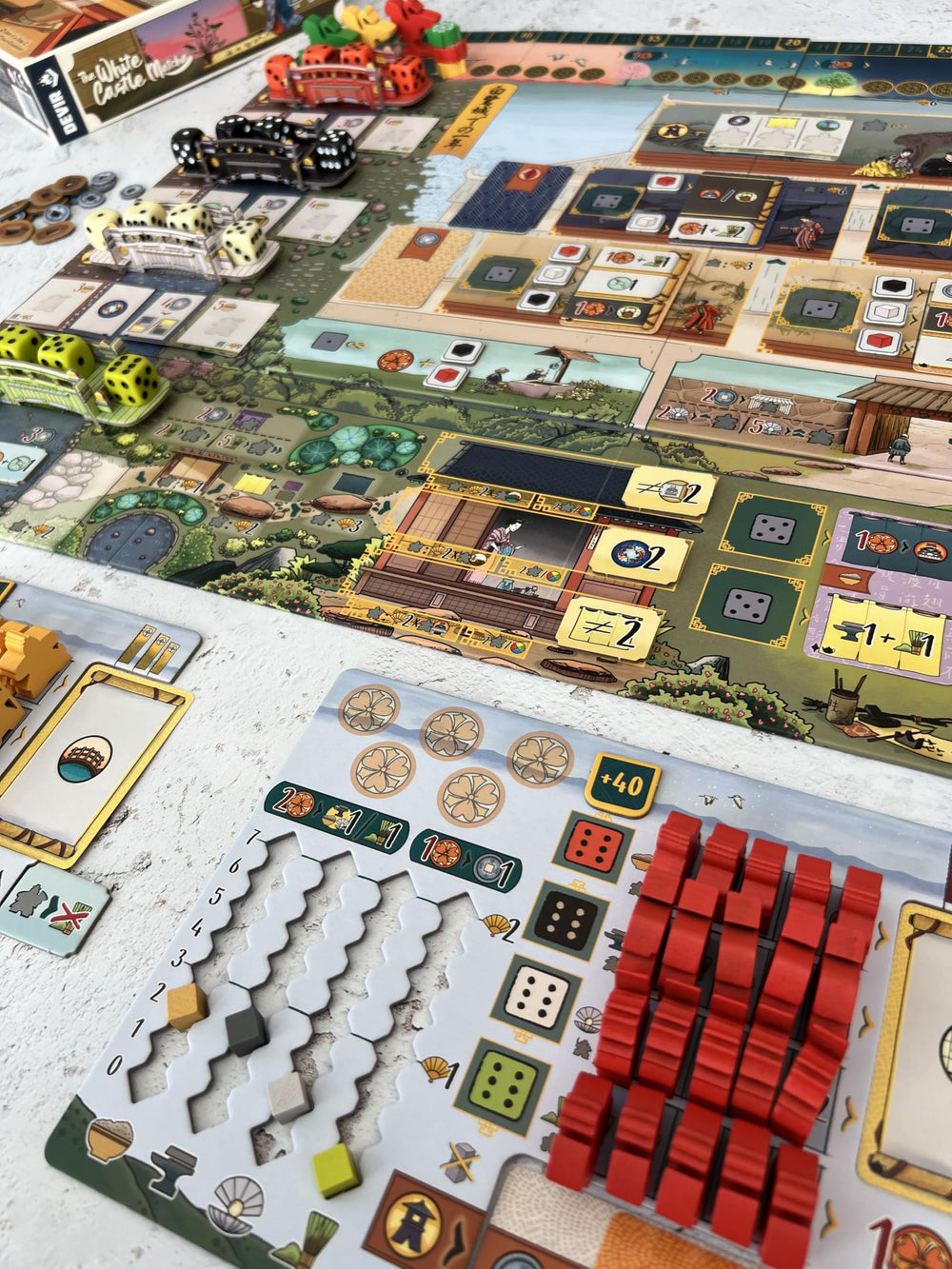 Devir The White Castle Matcha expansion new board setup variety.