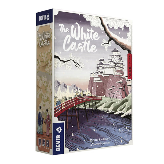 Devir The White Castle box art enhances immersion with Himeji-inspired design.