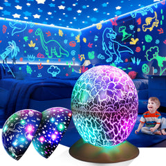 DEVRNEZ dinosaur egg night light provides a soft, calming glow for bedtime