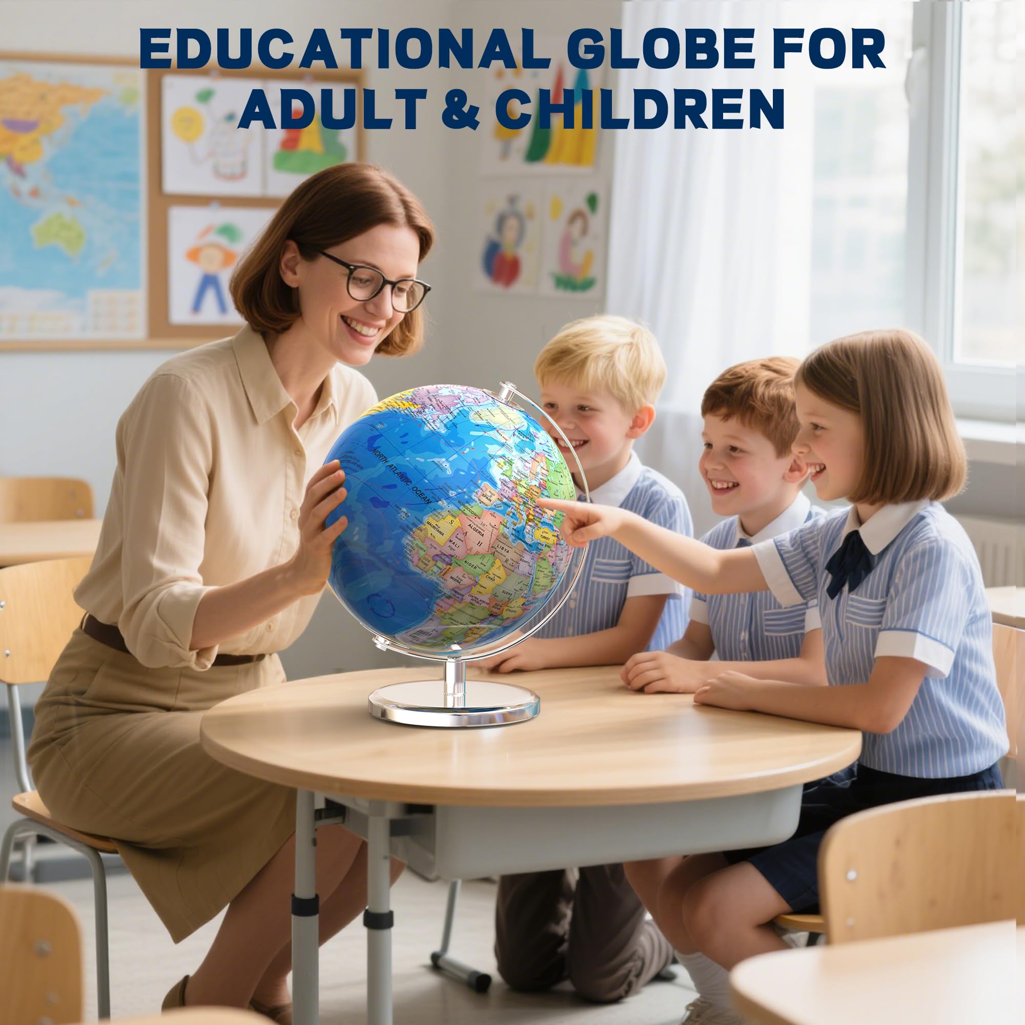 Dexyino educational globe bedroom decor boosts learning atmosphere.