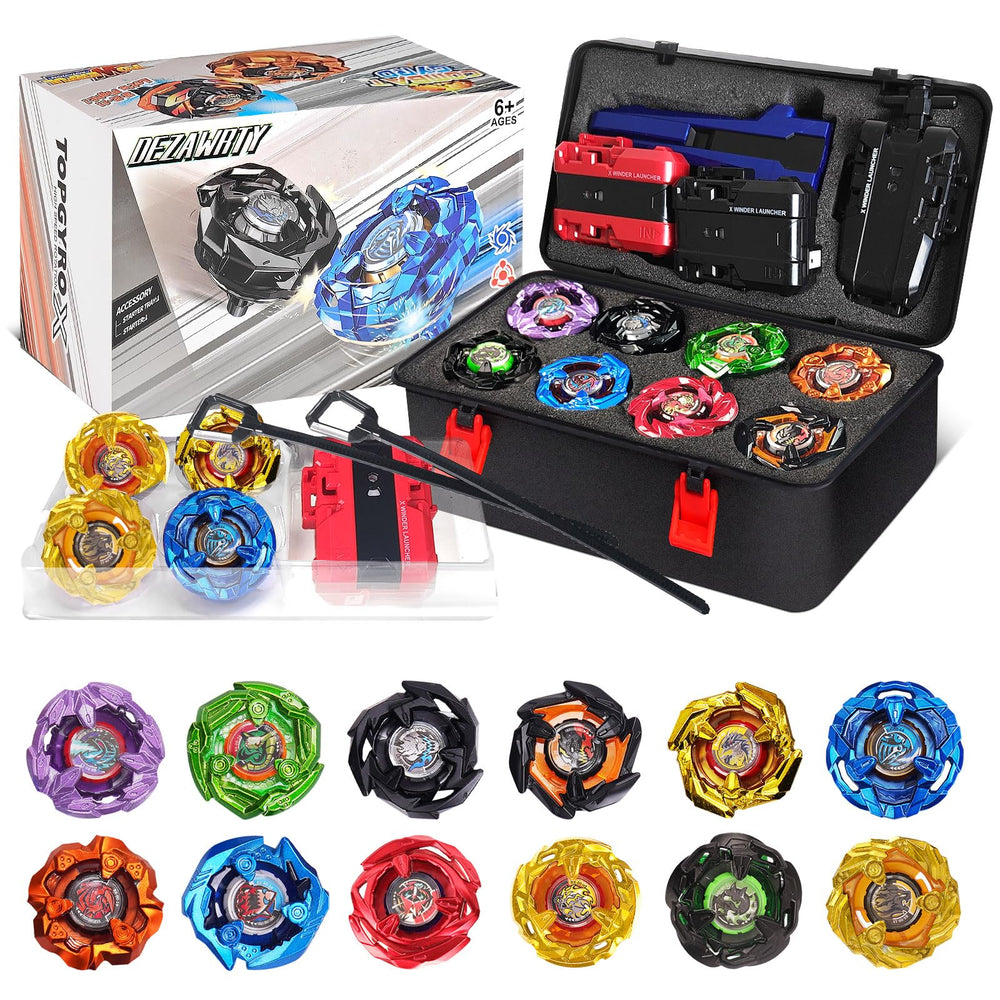 DEZAWRTY Gyro X Battling Blade Set with 12 spinning tops ready for exciting battles.