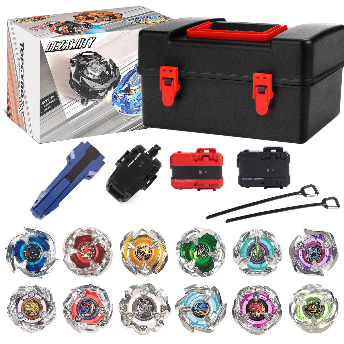 DEZAWRTY Gyro X battler set with 12 tops for action-packed battles and strategic play.