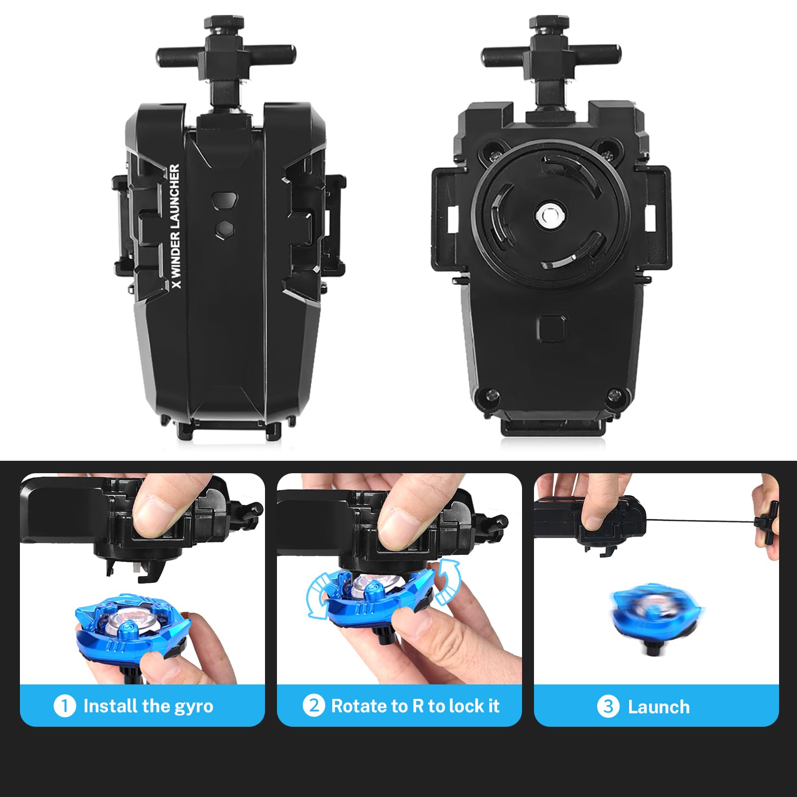 DEZAWRTY Gyro X Battling Blade Set top closeup highlights spin action and grip ergonomics.