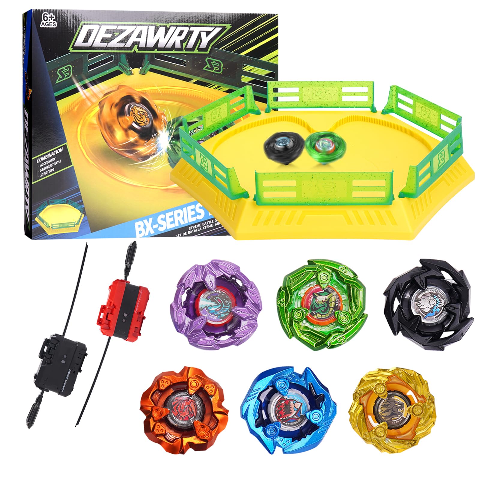 DEZAWRTY gyro top spinning fast during a tabletop battle.