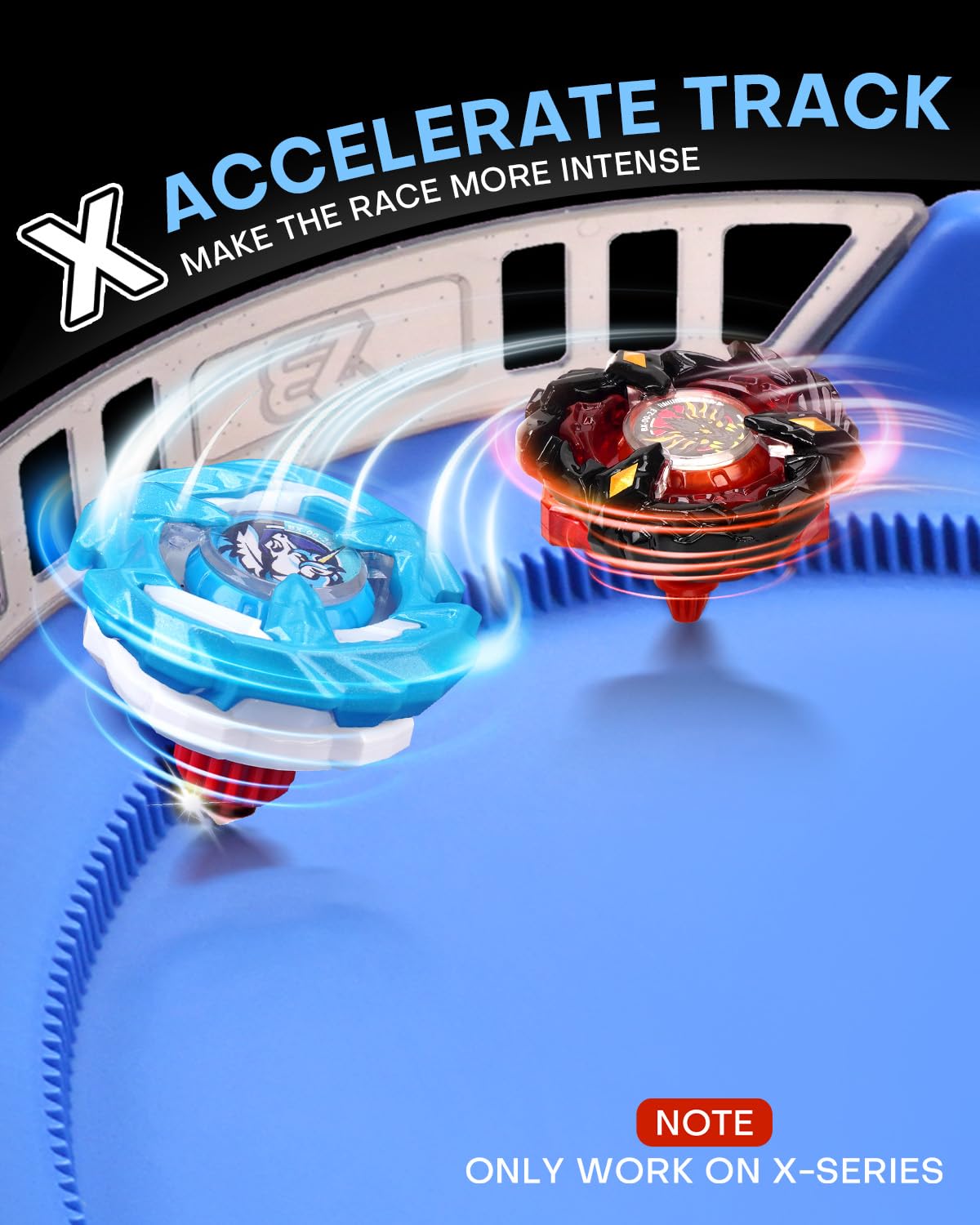 DEZAWRTY X Stadium Battle Set six right-spin tops deliver stable spins for thrilling duels