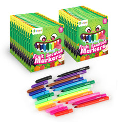 D-FantiX 24-pack fruit-scented markers bulk front view for vibrant classroom projects.