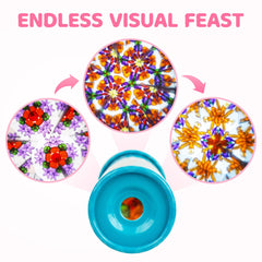 D-FantiX kaleidoscope end rotation reveals changing color patterns for exploration.