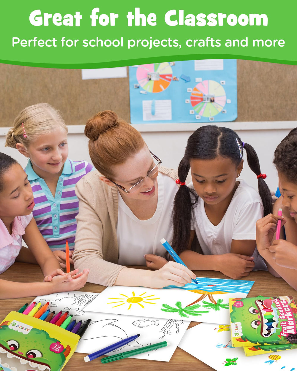 Ergonomic marker grip designed for comfortable long coloring sessions.