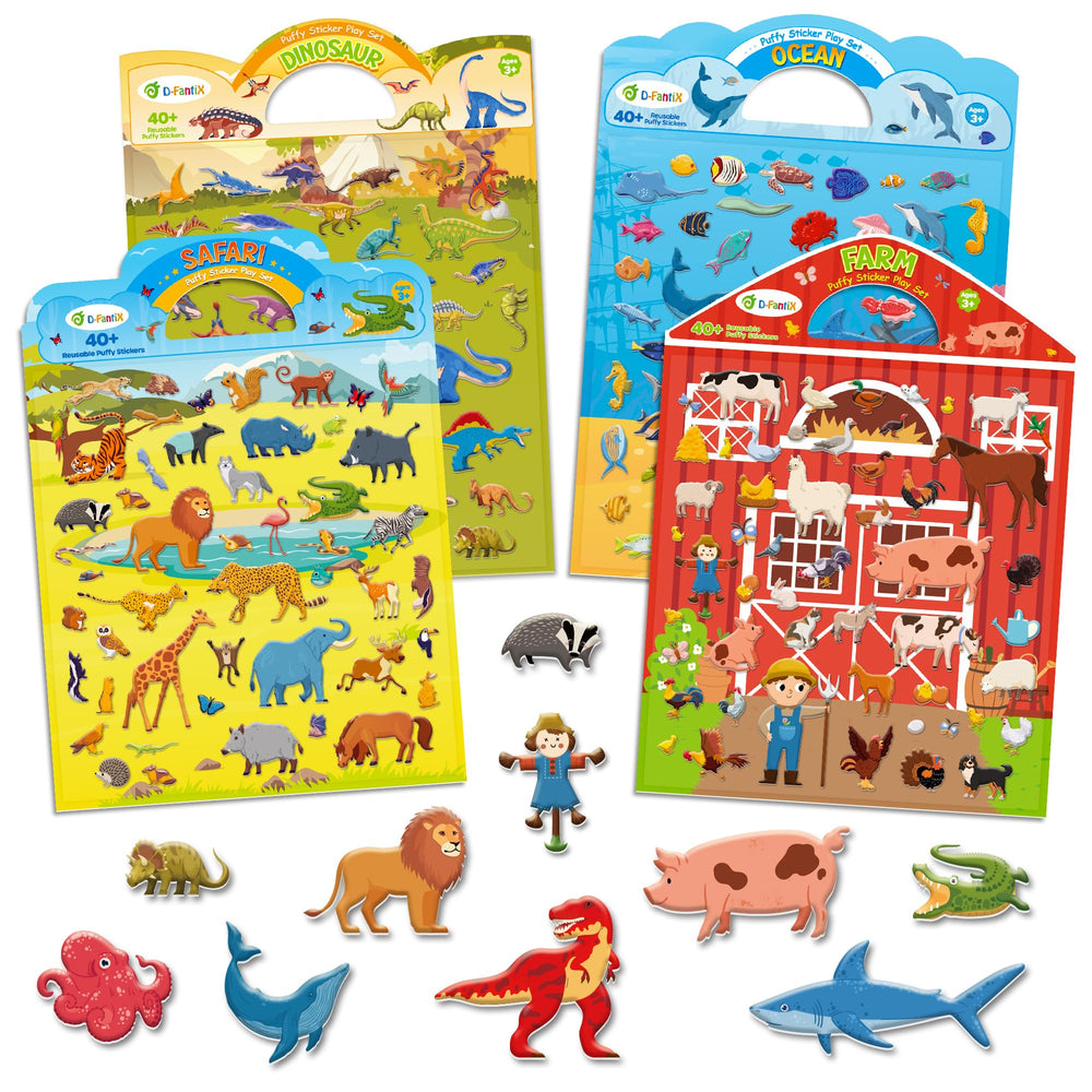 D-FantiX farm scene stickers for imaginative play on trips