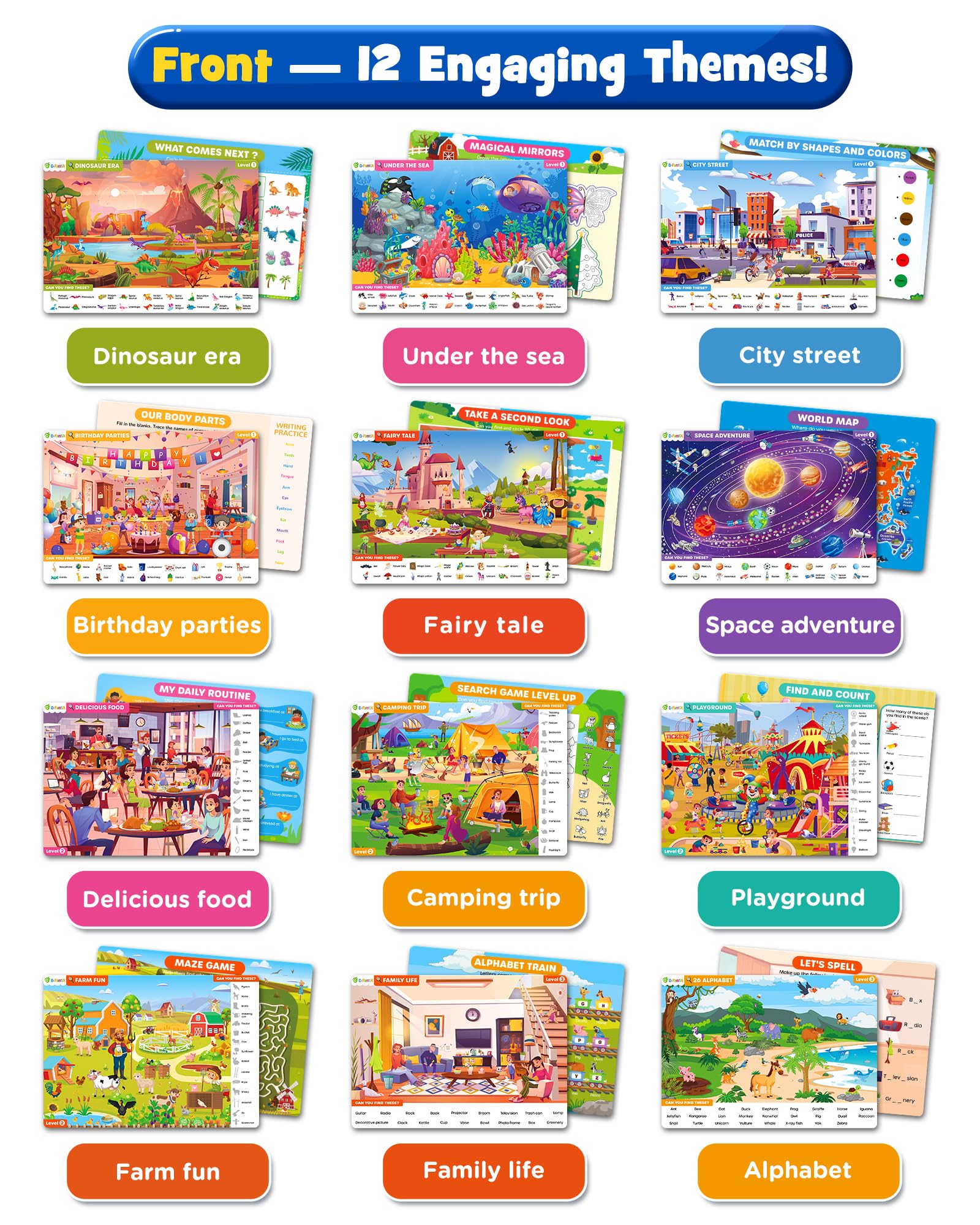D-FantiX search and find book age of dinosaurs scene sparks curiosity with themed learning adventures.