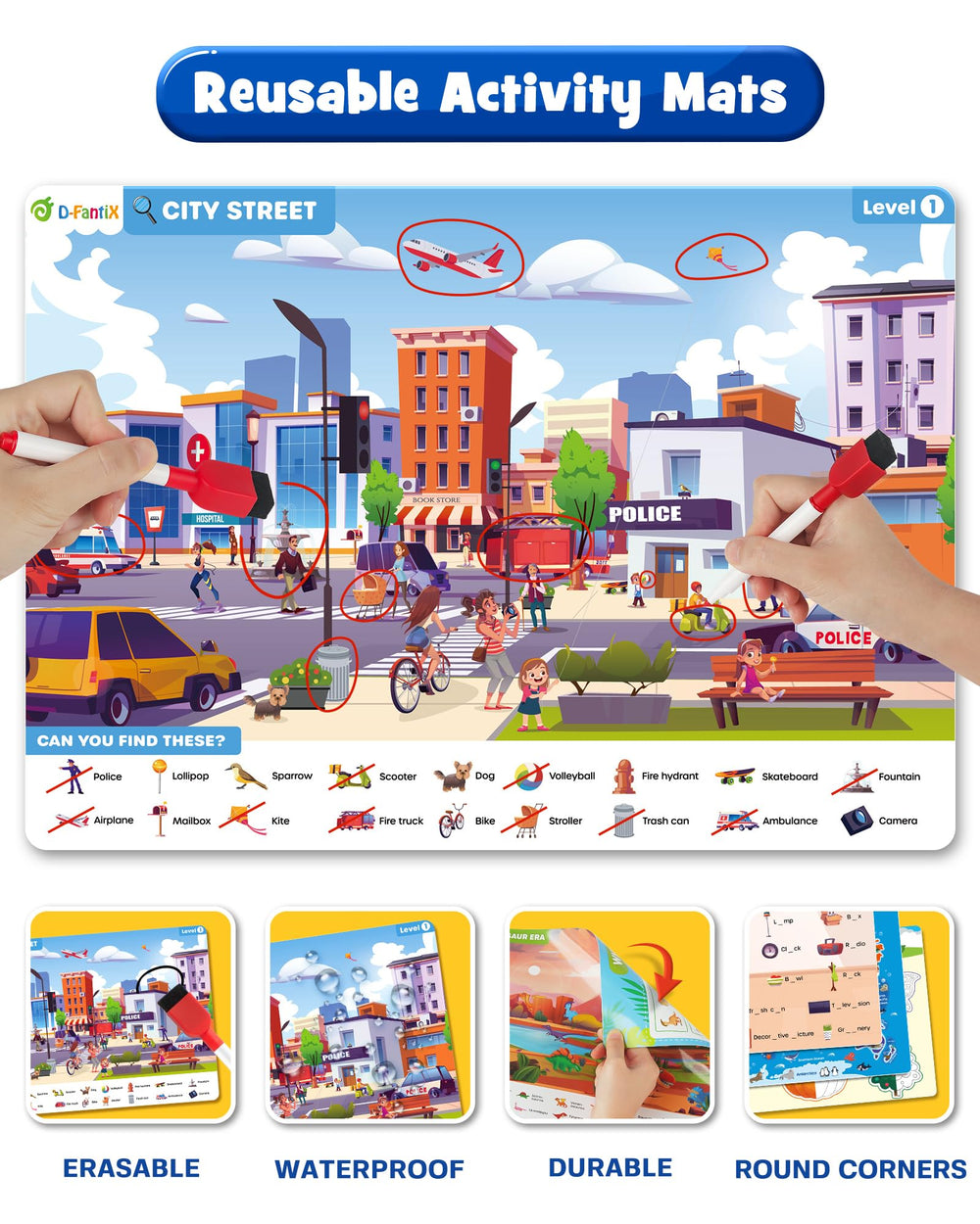 D-FantiX search and find book farm scene encourages counting and object tracking for early math.