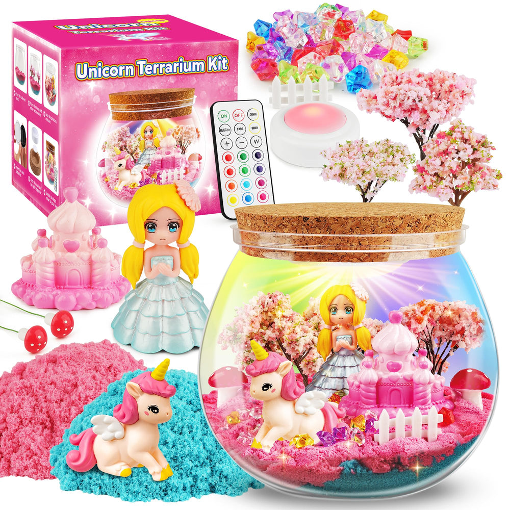 D-FantiX Princess terrarium unicorn miniatures set for imaginative play and display.