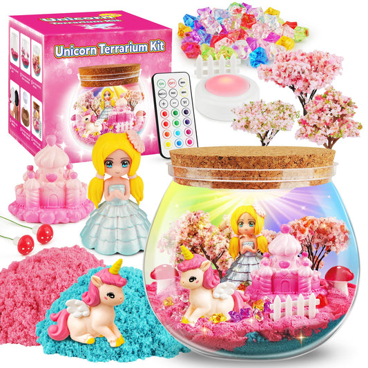 D-FantiX Princess terrarium unicorn miniatures set for imaginative play and display.