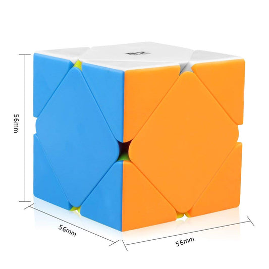 QiCheng Skewb top view shows stickerless frosted surface with firm grip