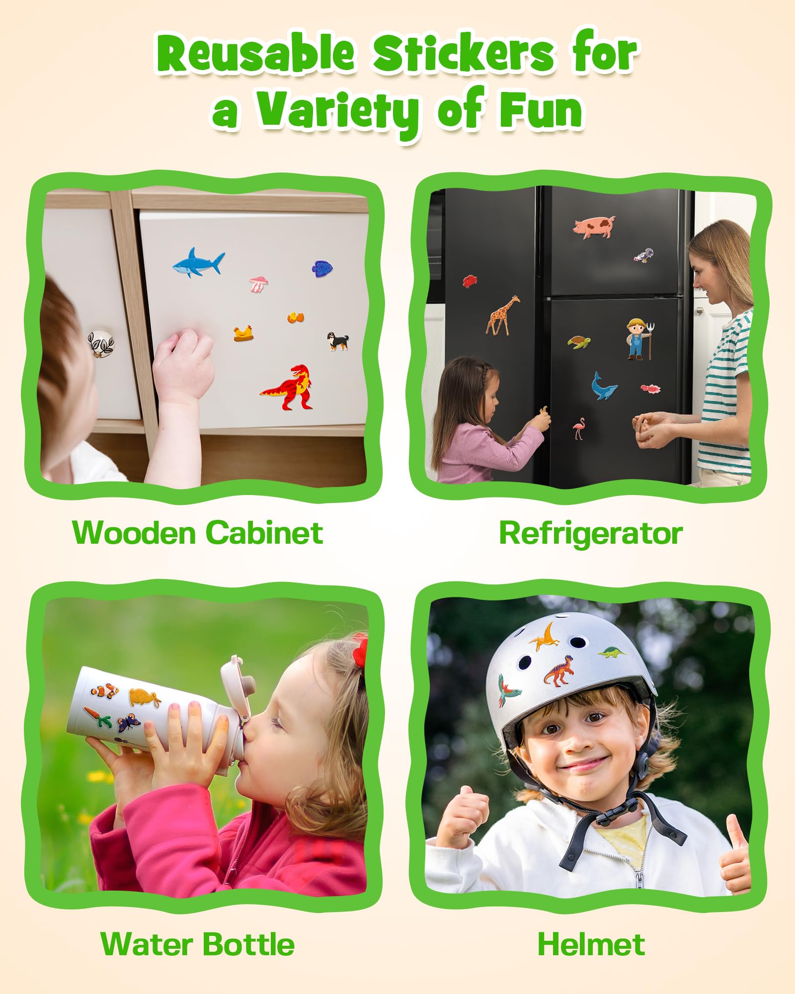 D-FantiX reusable puffy stickers peel and reposition easily