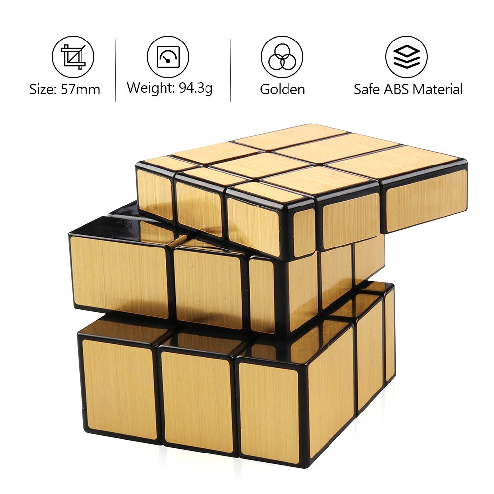 D-FantiX Shengshou Mirror Cube 3x3 gold side view highlights compact form.
