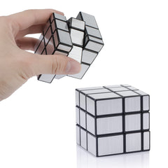 Close-up of mirror cube shape-mod detail showing shifting piece sizes