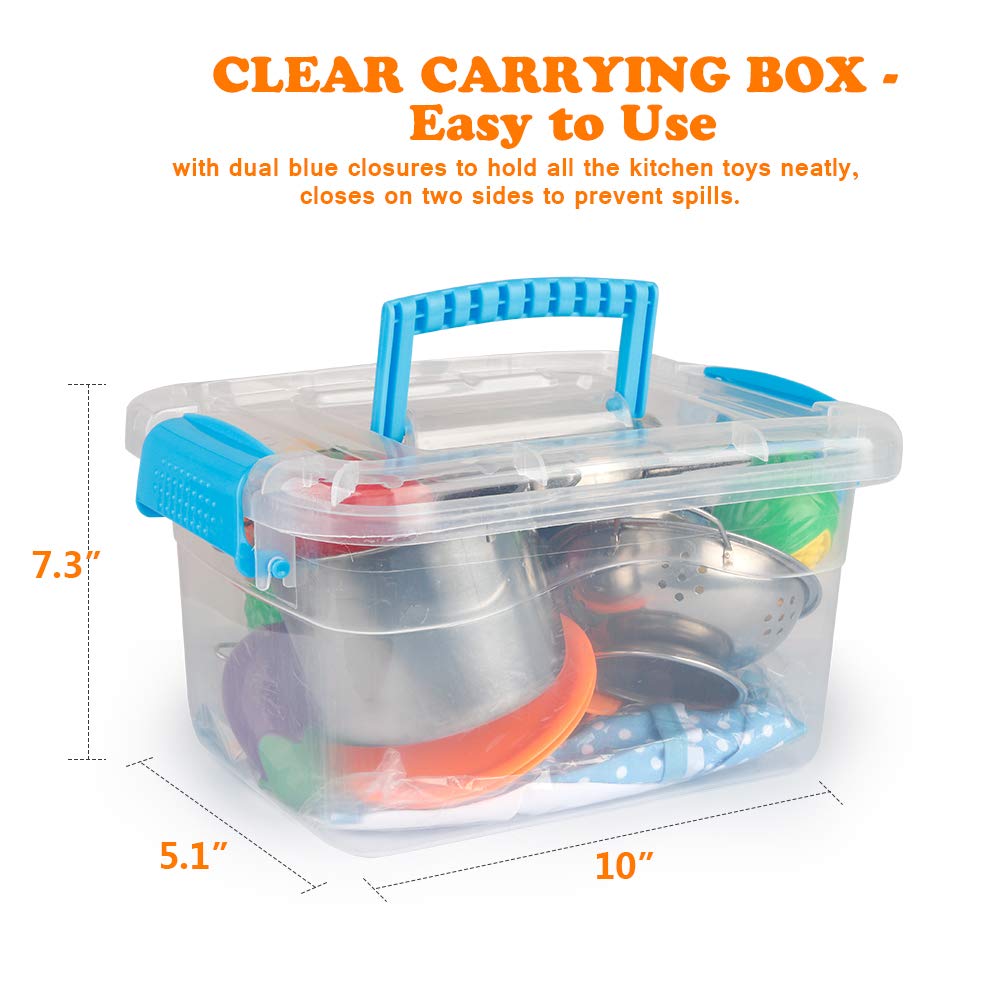 D-FantiX storage container keeps toy kitchen organized after play