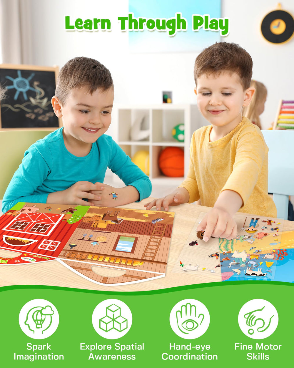 D-FantiX travel-friendly sticker book with handle for mess-free travel