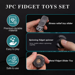 D.G.PLAYER fidget slider black delivers satisfying clicks for tactile concentration at work.