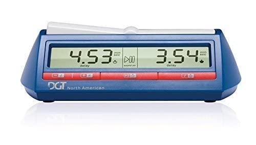 DGT North American chess clock in tournament setup showing quick-set options
