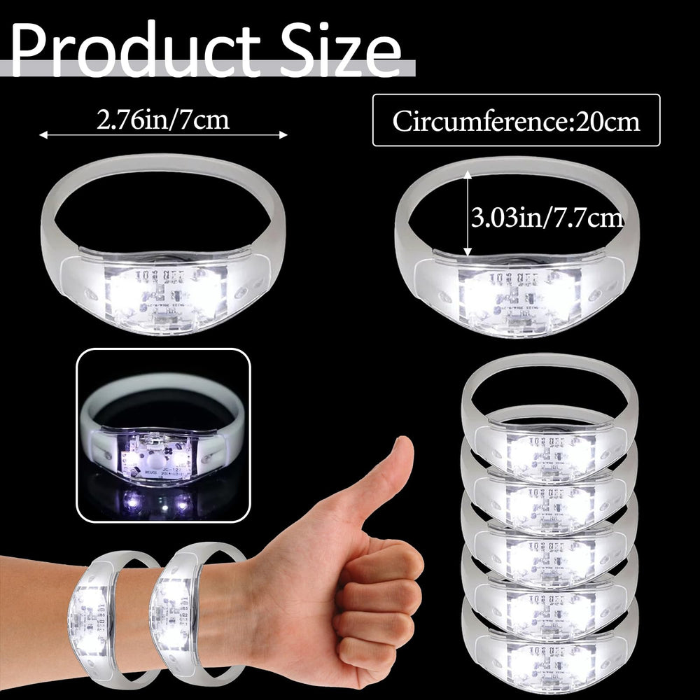 Sound-activated bracelets pulse with music for vibrant moments.