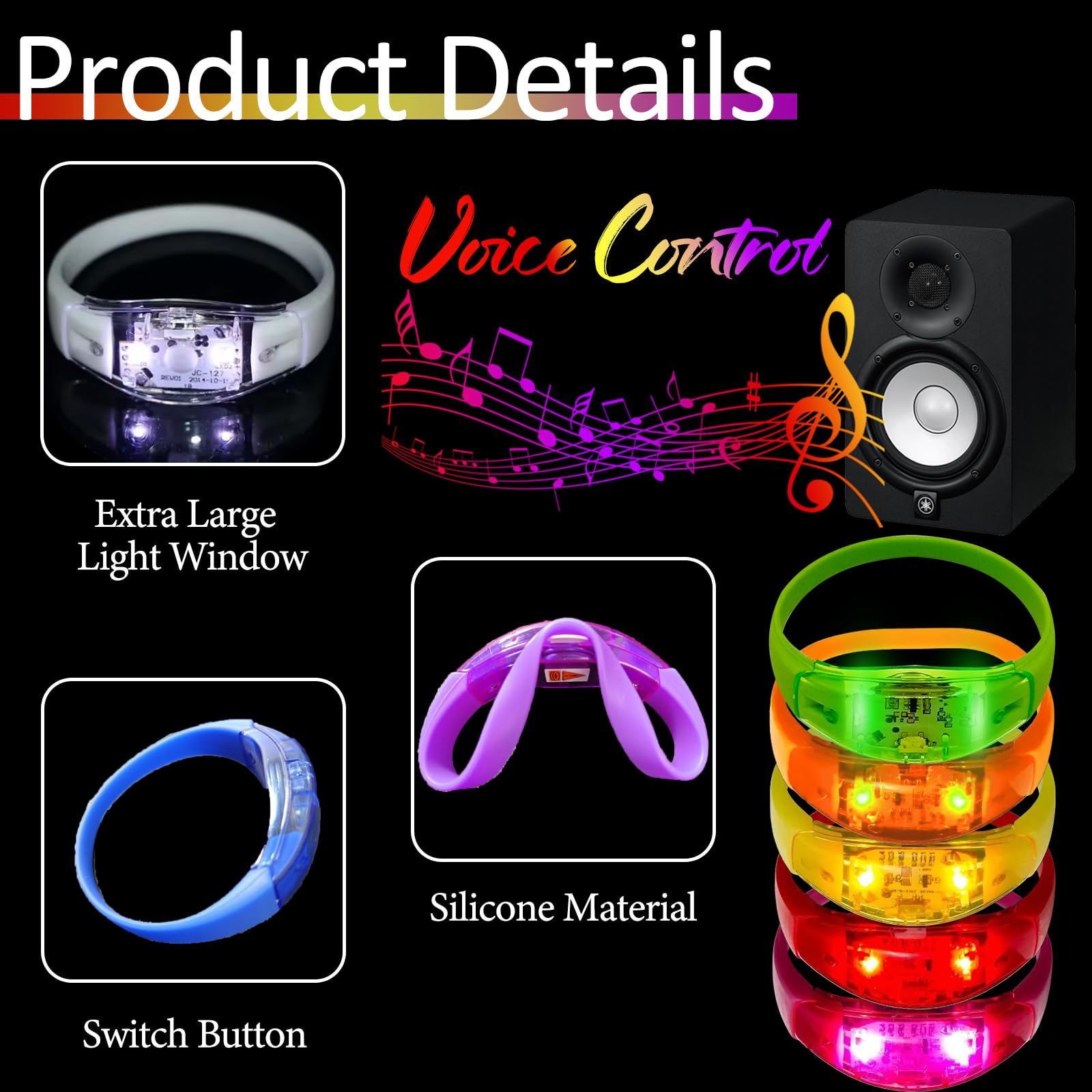Dhseinat sound-activated glow bracelet flashes with music for dynamic moments.