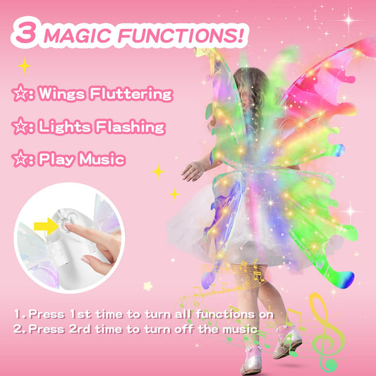 Diakud Butterfly Wings LED colors illuminate pretend play and themed parties.