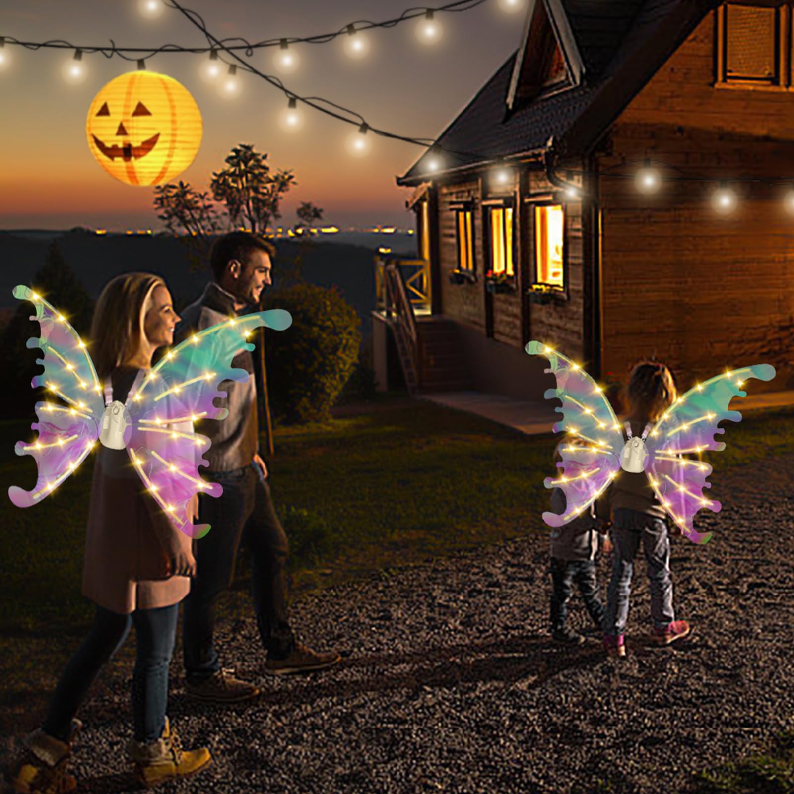 Diakud Fairy Wings suit indoor and outdoor dress-up adventures.