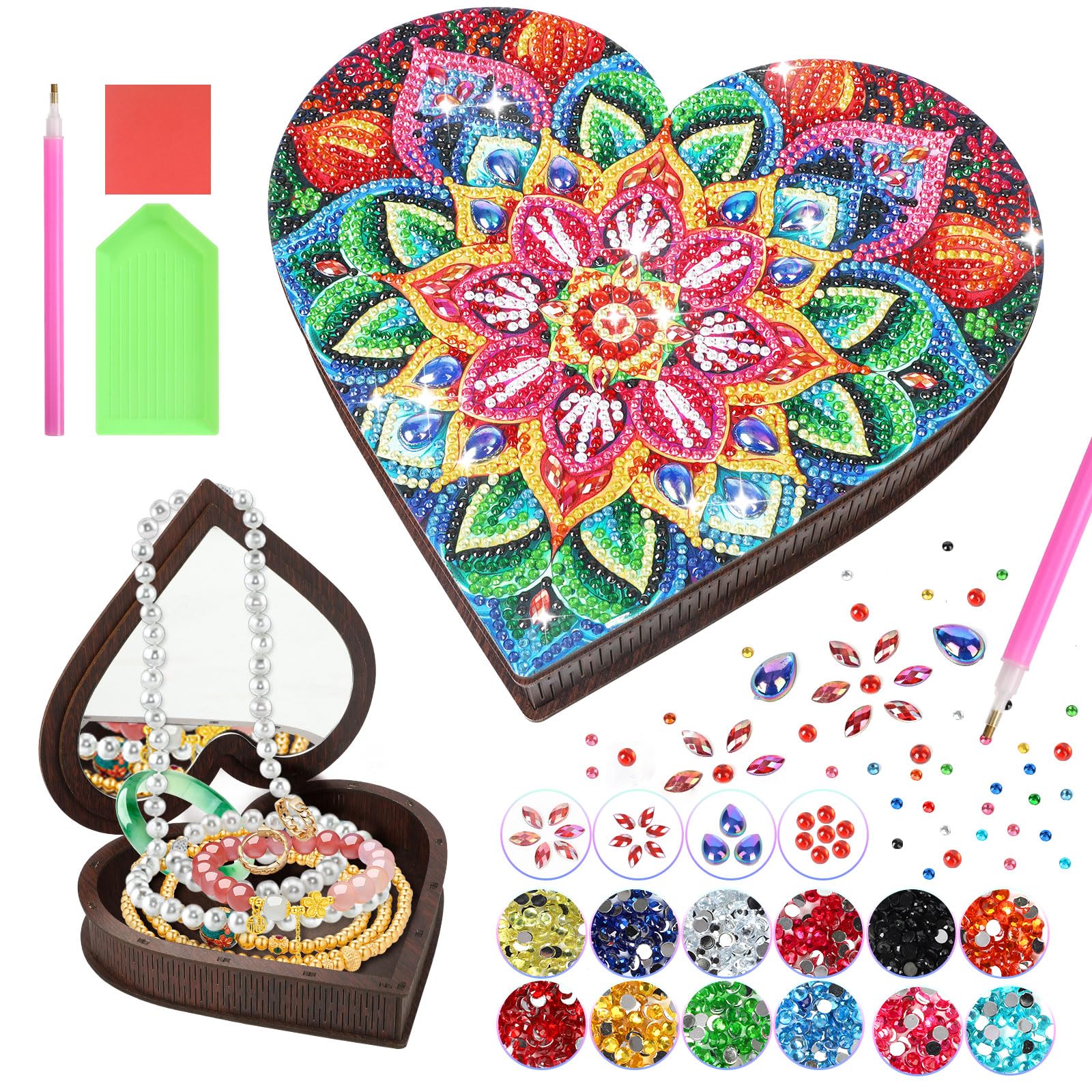 Diakud Diamond Art Kit jewellery box front view shows sparkling gems.