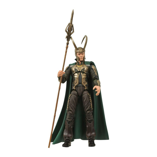 Diamond Select Toys Loki movie version figure, front view, highly poseable for dynamic displays.