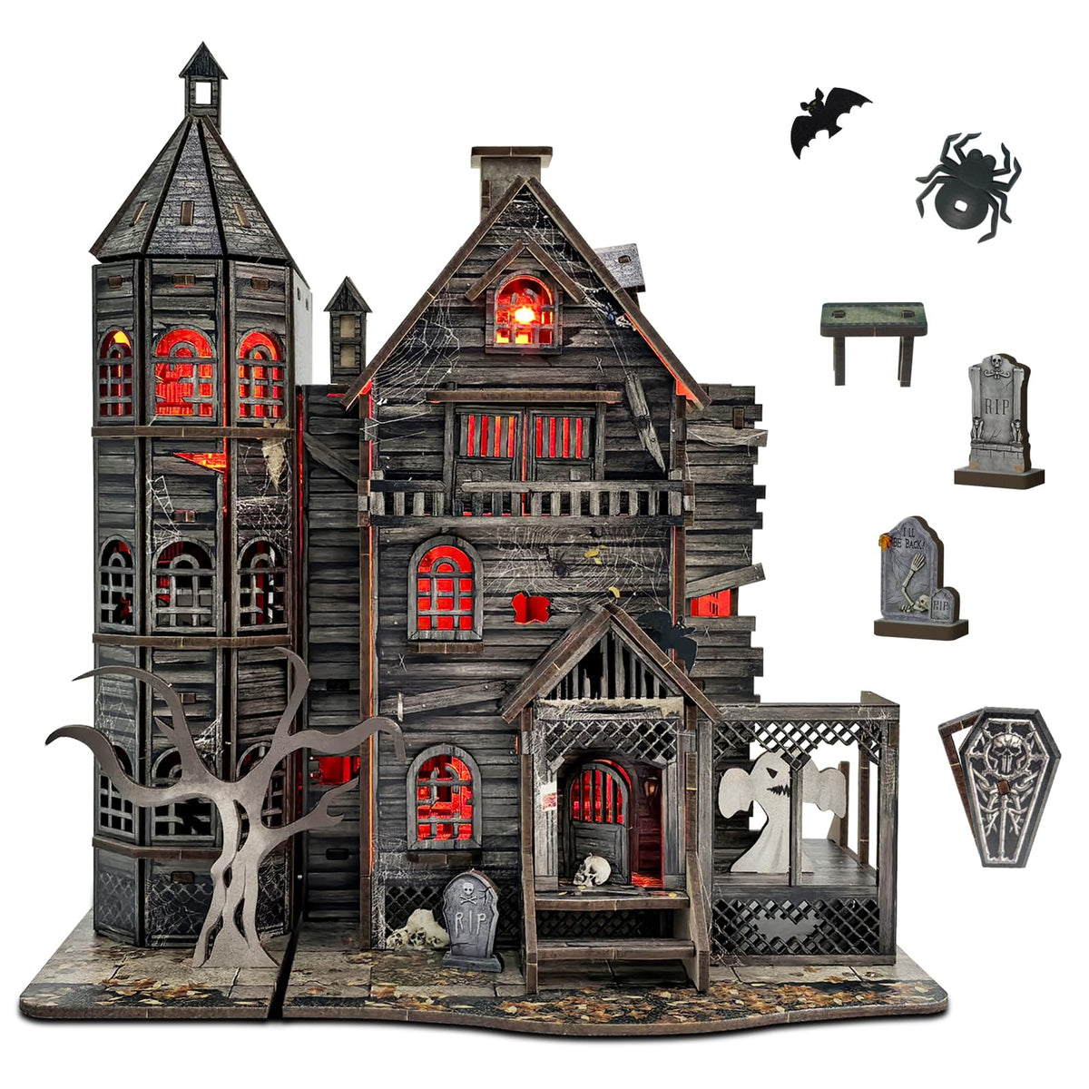 Dibetoy haunted house kit components for easy assembly and spooky display.
