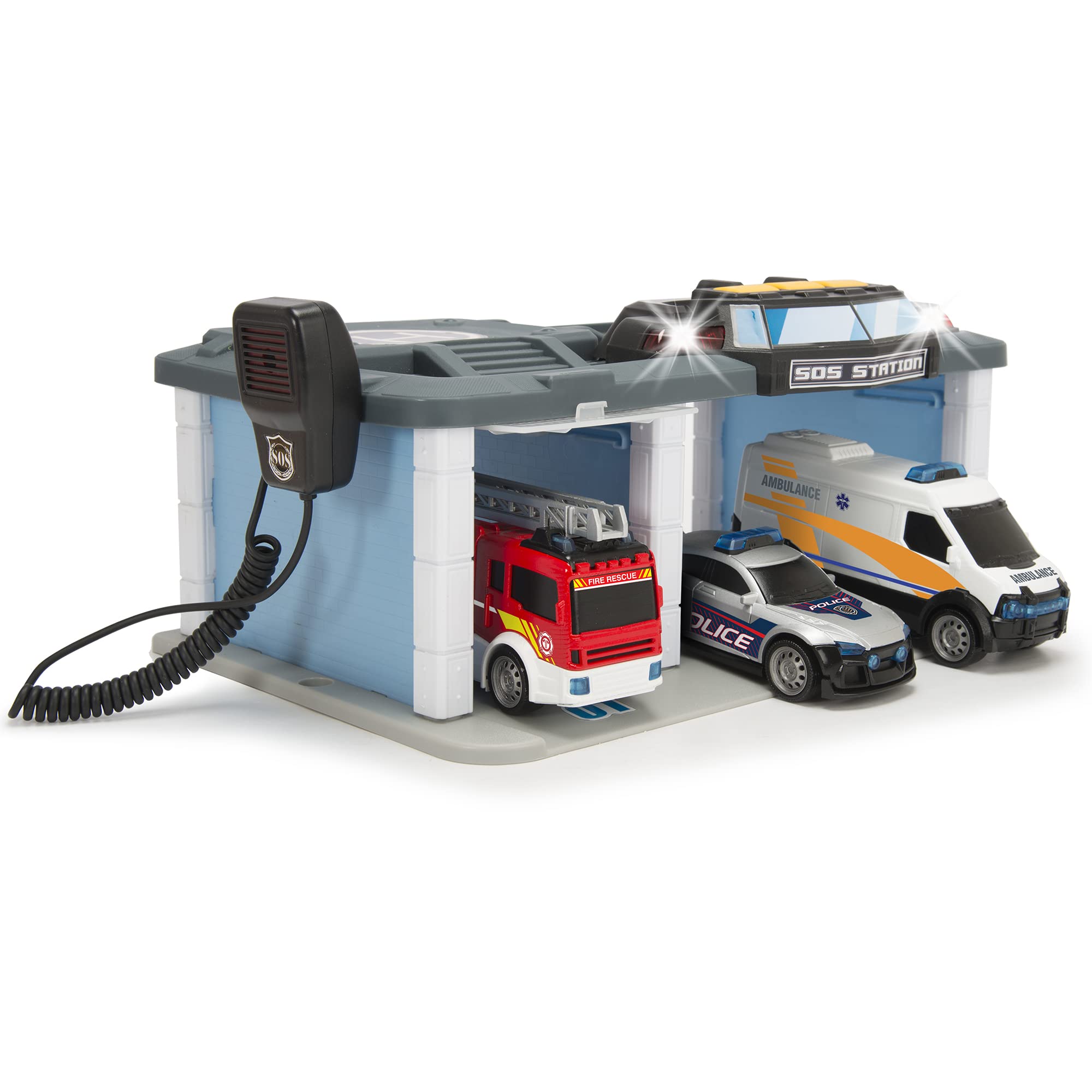 Dickie Toys Rescue Station microphone close-up for pretend dispatch