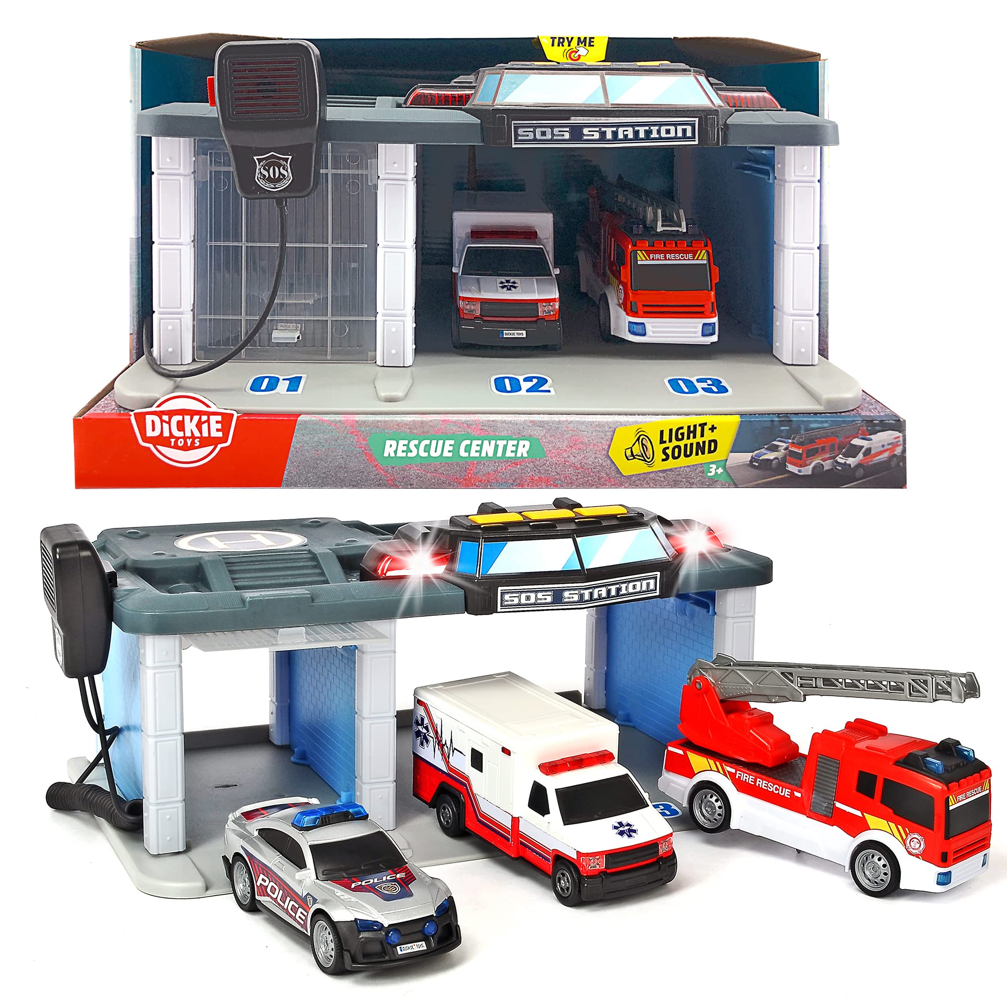 Dickie Toys Rescue Station side view highlighting compact design