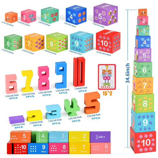 DICROON nesting boxes with colorful patterns for sorting and nesting activities